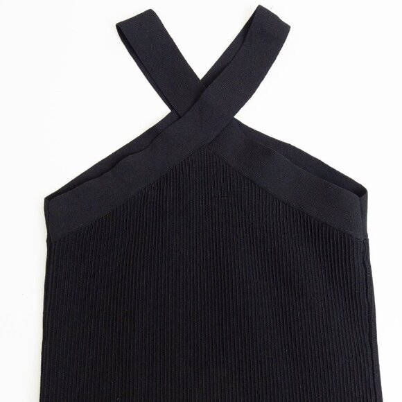 Aritzia Babaton Sculpt Knit Criss Cross Dress Black Bodycon Ribbed Mini - Picture 6 of 10